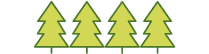 Illustration of four trees, four filled green.